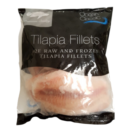 OCEAN CLASSIC Tilapia IQF Fillets (800g net) 1kg (Frozen) (Case 5)