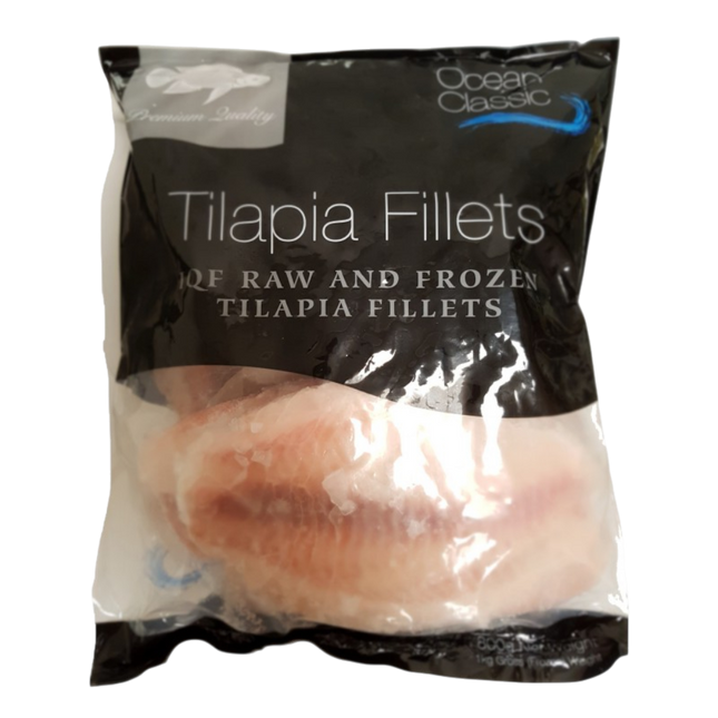 OCEAN CLASSIC Tilapia IQF Fillets (800g net) 1kg (Frozen) (Case 5)