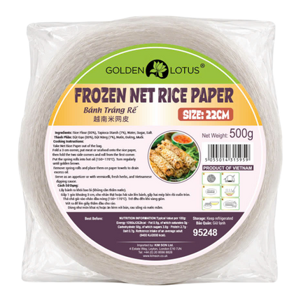 GOLDEN LOTUS Net Rice Paper 22cm 500g (Frozen) (Case 20)