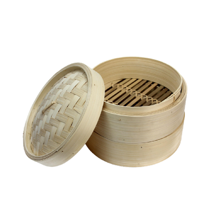 Longdan Bamboo Steamer Set 7 Inches (2 bases, 1 lid) (Case 20)