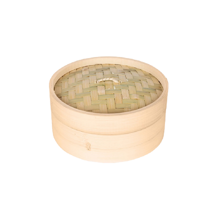 Longdan Bamboo Steamer Set 6 Inches (1 base, 1 lid) (Case 20)