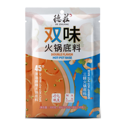 DEZHUANG Double Flavor Hot Pot Base Spicy & Shrimp 300G - Longdan Online Supermarket