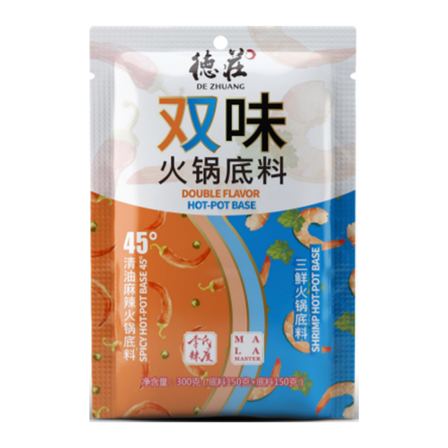 DEZHUANG Double Flavor Hot Pot Base Spicy & Shrimp 300G - Longdan Online Supermarket