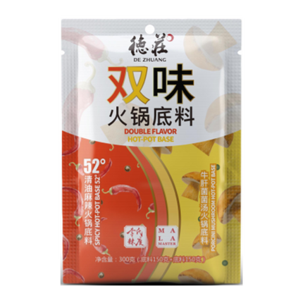 DEZHUANG Double Flavor Hot Pot Base Spicy & Porcini Mushroom 300G - Longdan Online Supermarket