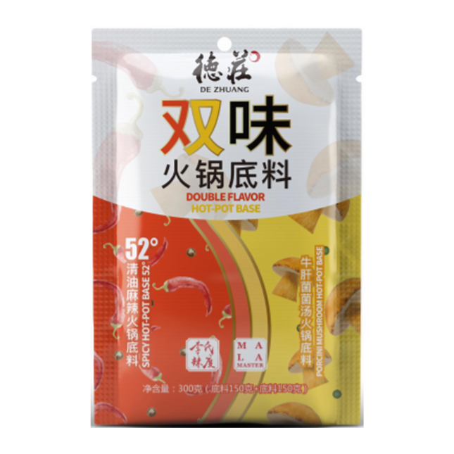 DEZHUANG Double Flavor Hot Pot Base Spicy & Porcini Mushroom 300G - Longdan Online Supermarket