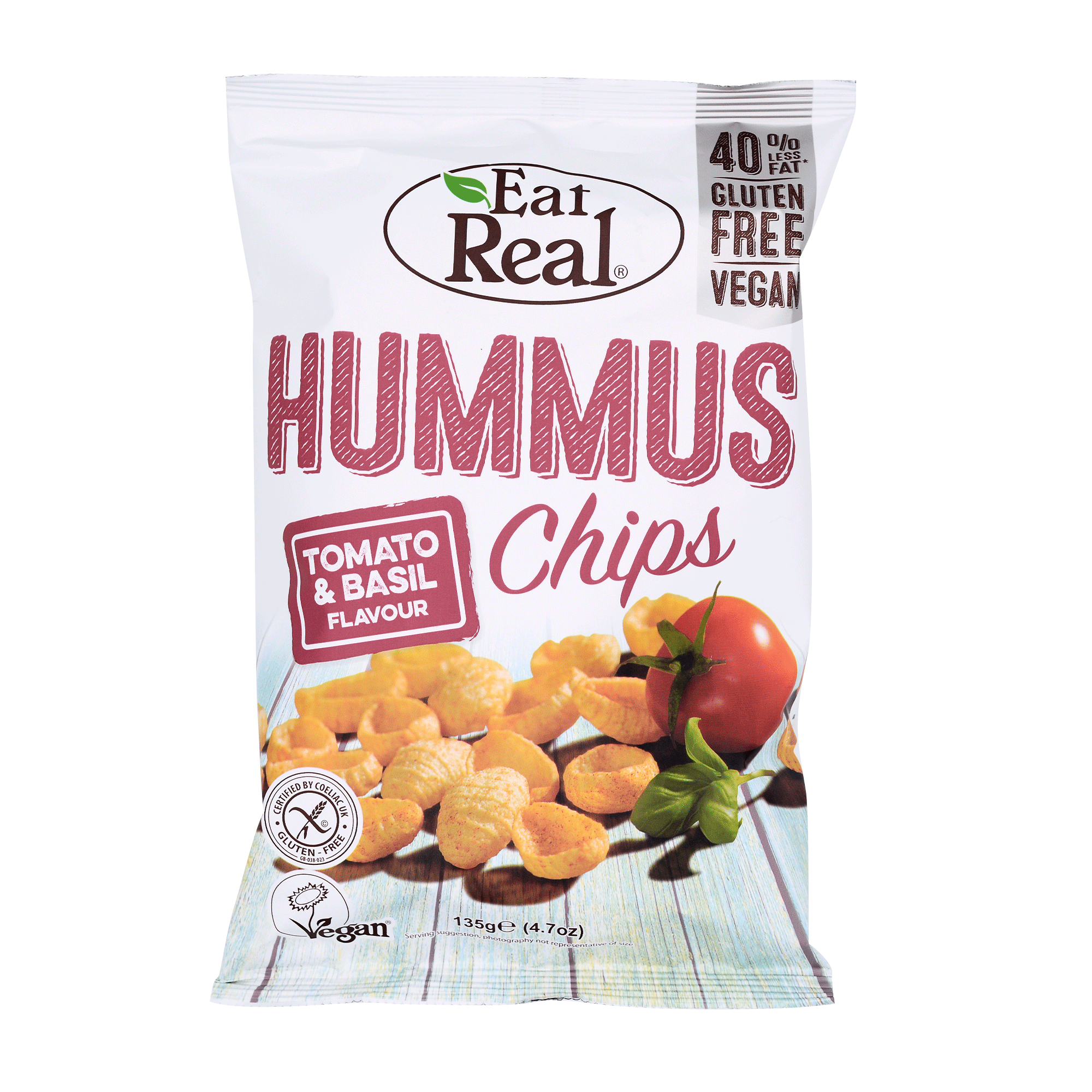 EAT REAL Hummus Tomato & Basil Chips 135g - Longdan Online Supermarket