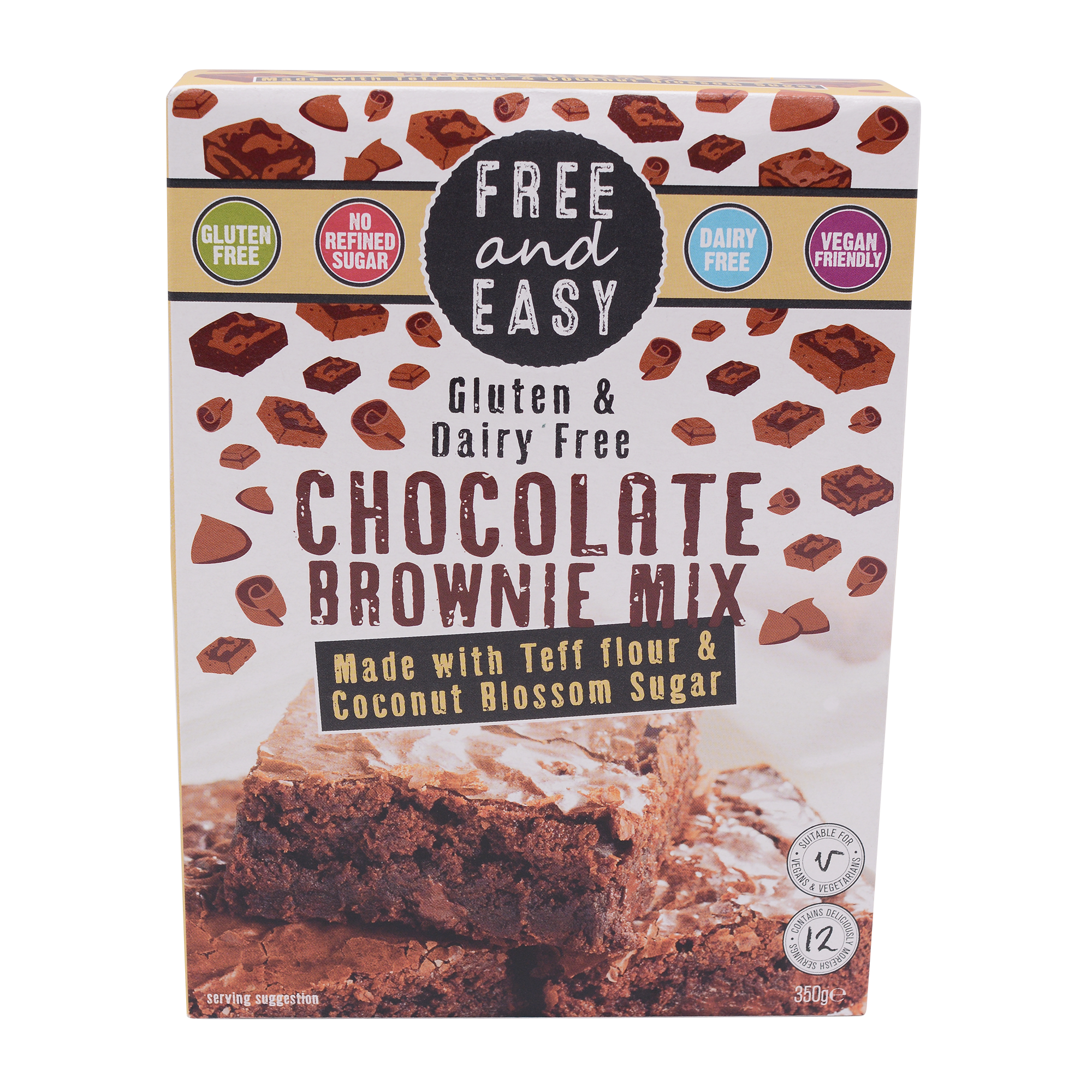 Free and Easy Gluten & Dairy Free Chocolate Brownie Mix w/ Ethiopian Teff Flour & Coconut Blossom Sugar 350g - Longdan Online Supermarket