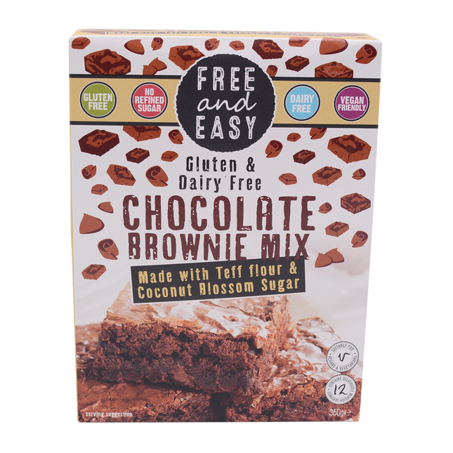 Free and Easy Gluten & Dairy Free Chocolate Brownie Mix w/ Ethiopian Teff Flour & Coconut Blossom Sugar 350g - Longdan Online Supermarket