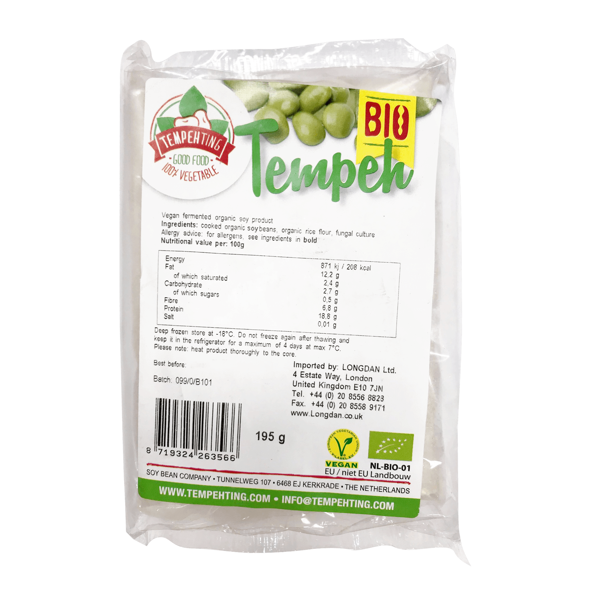 Tempeh Organic Fermented Soybean 195g (Frozen) - Longdan Official Online Store