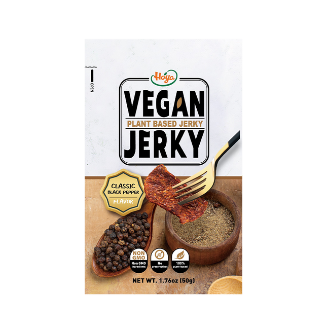 Hoya Vegan Jerky- Classic Black Pepper Flavour 50g (Case 48)