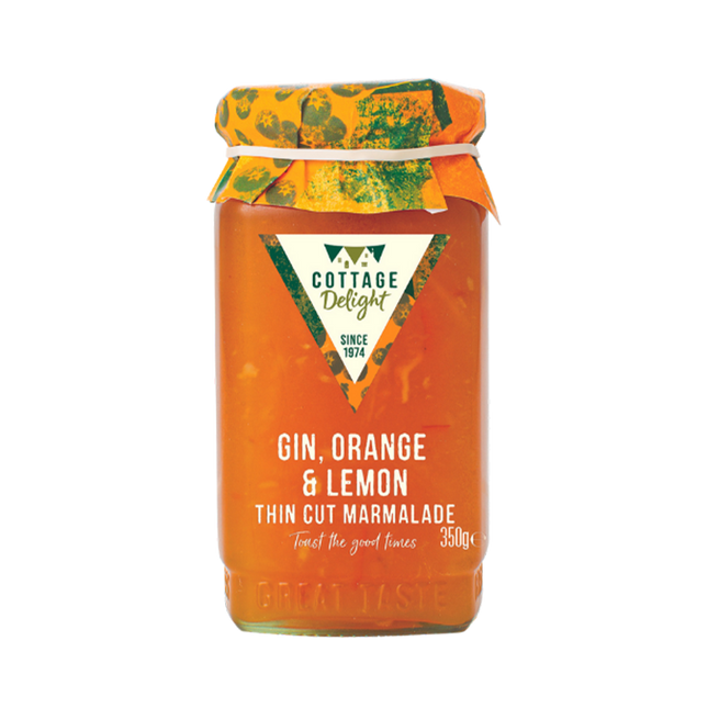 COTTAGE DELIGHT Gin, Orange & Lemon Thin Cut Marmalade 350g - Longdan Official