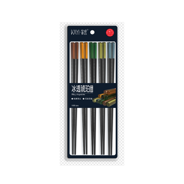 KAYI Iced Amber Alloy Chopsticks 24.3cm 5P (Case 60)