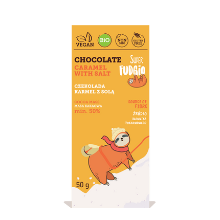 Super Fudgio Organic & Vegan Chocolate caramel with salt 50g - Longdan Online Supermarket