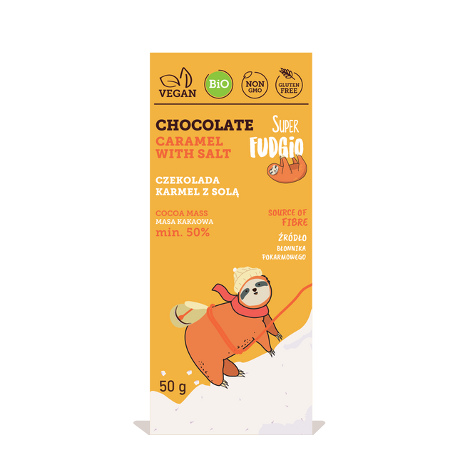 Super Fudgio Organic & Vegan Chocolate caramel with salt 50g - Longdan Online Supermarket