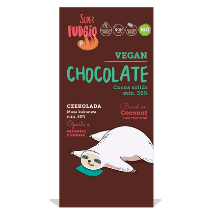 Super Fudgio Organic & Vegan Coconut chocolate with cane sugar plain 80g - Longdan Online Supermarket