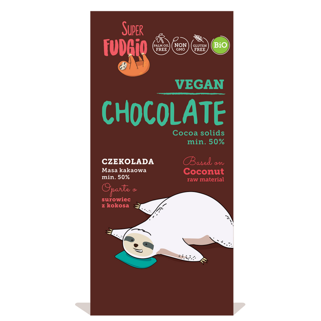 Super Fudgio Organic & Vegan Coconut chocolate with cane sugar plain 80g - Longdan Online Supermarket