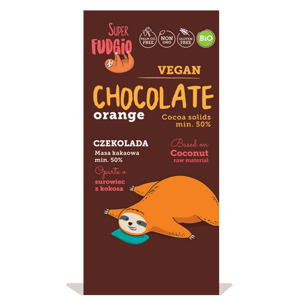 Super Fudgio Organic & Vegan Orange chocolate with cane sugar 80g - Longdan Online Supermarket