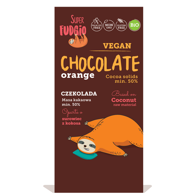 Super Fudgio Organic & Vegan Orange chocolate with cane sugar 80g - Longdan Online Supermarket