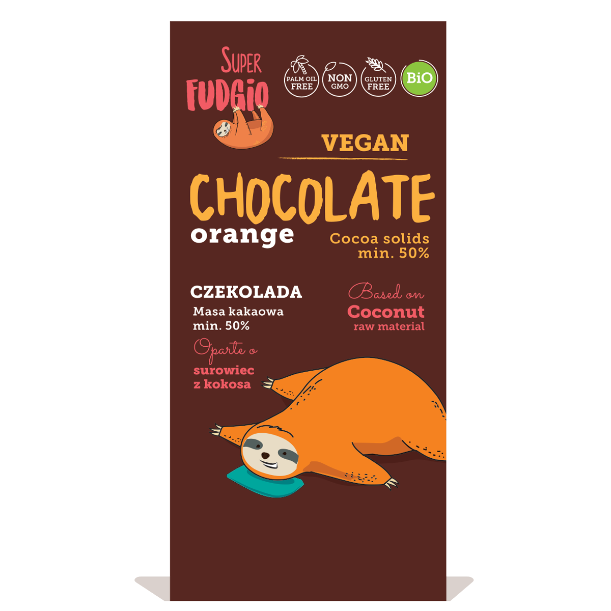Super Fudgio Organic & Vegan Orange chocolate with cane sugar 80g - Longdan Online Supermarket