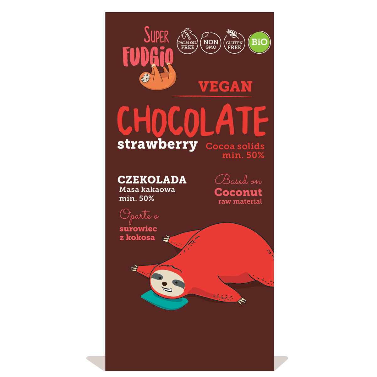 Super Fudgio Organic & Vegan strawberry chocolate with cane sugar 80g - Longdan Online Supermarket