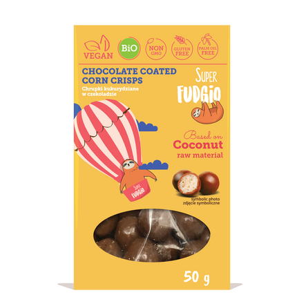 Super Fudgio Organic & Vegan Chocolate coated corn crisps 50g - Longdan Online Supermarket