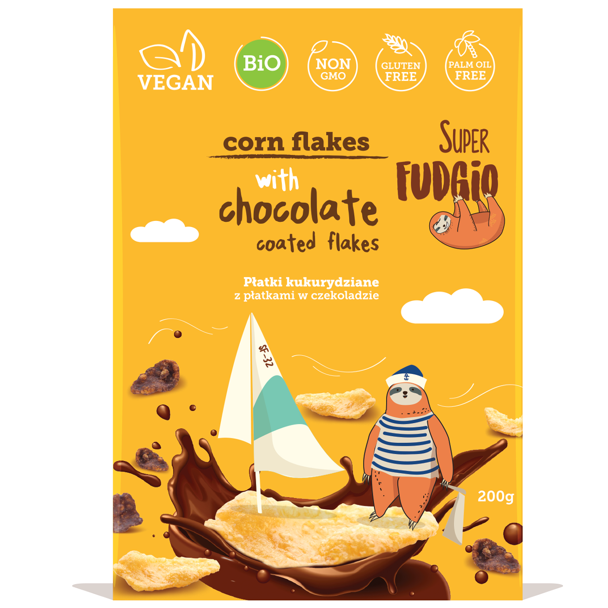 Super Fudgio Organic & Vegan Cornflakes with chocolate coated flakes 200g - Longdan Online Supermarket