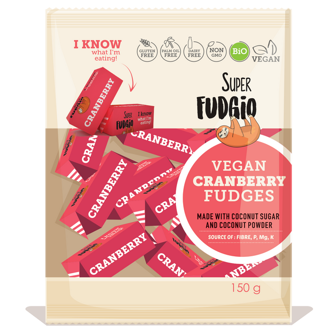 Super Fudgio Organic & Vegan Cranberry Fudge 150g - Longdan Online Supermarket