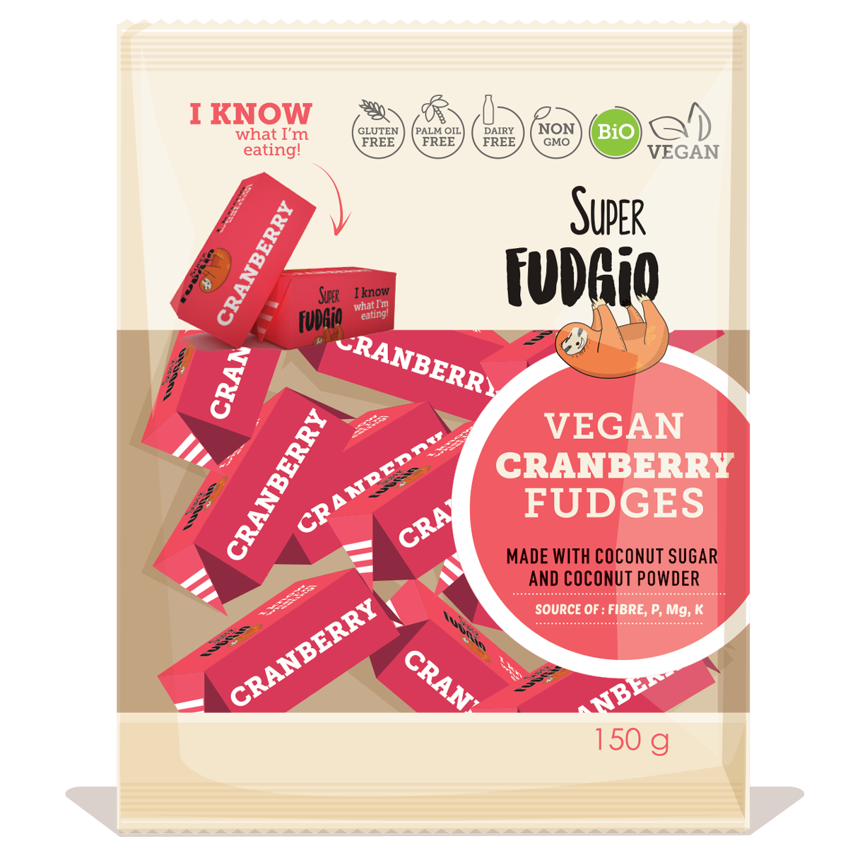 Super Fudgio Organic & Vegan Cranberry Fudge 150g - Longdan Online Supermarket