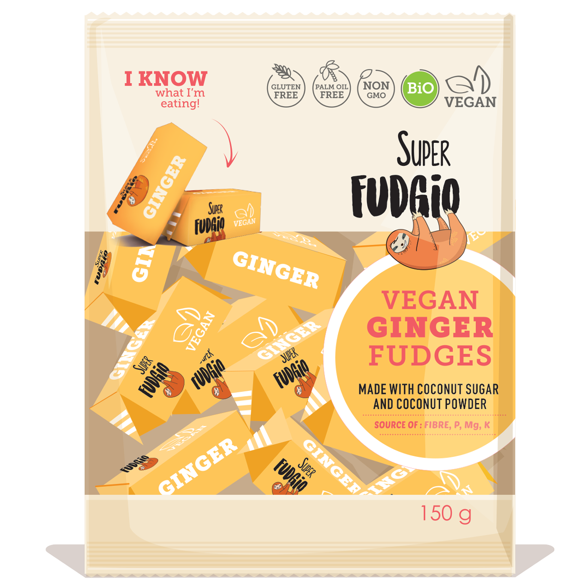 Super Fudgio Organic & Vegan Ginger Fudge 150g - Longdan Official Online Store