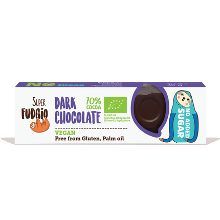 Super Fudgio Organic & Vegan Dark chocolate no-sugar bar 40 g - Longdan Online Supermarket