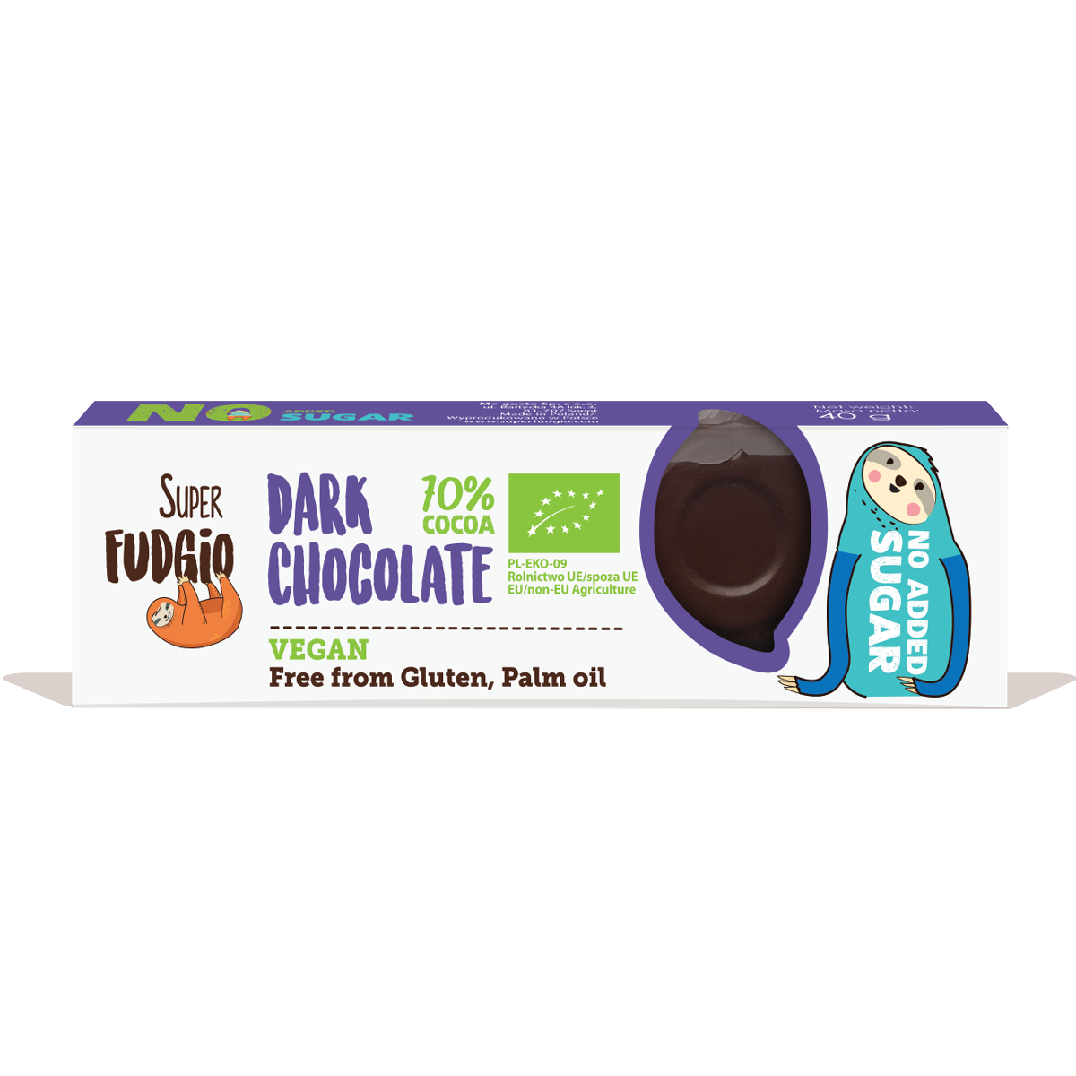 Super Fudgio Organic & Vegan Dark chocolate no-sugar bar 40 g - Longdan Online Supermarket