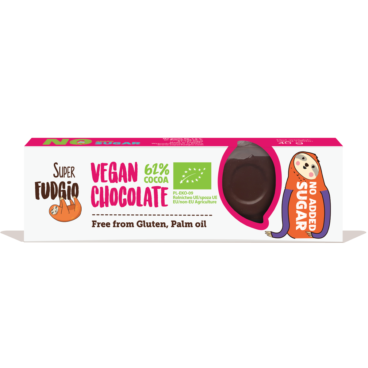 Super Fudgio Organic & Vegan Coconut chocolate no-sugar bar 40 g - Longdan Online Supermarket
