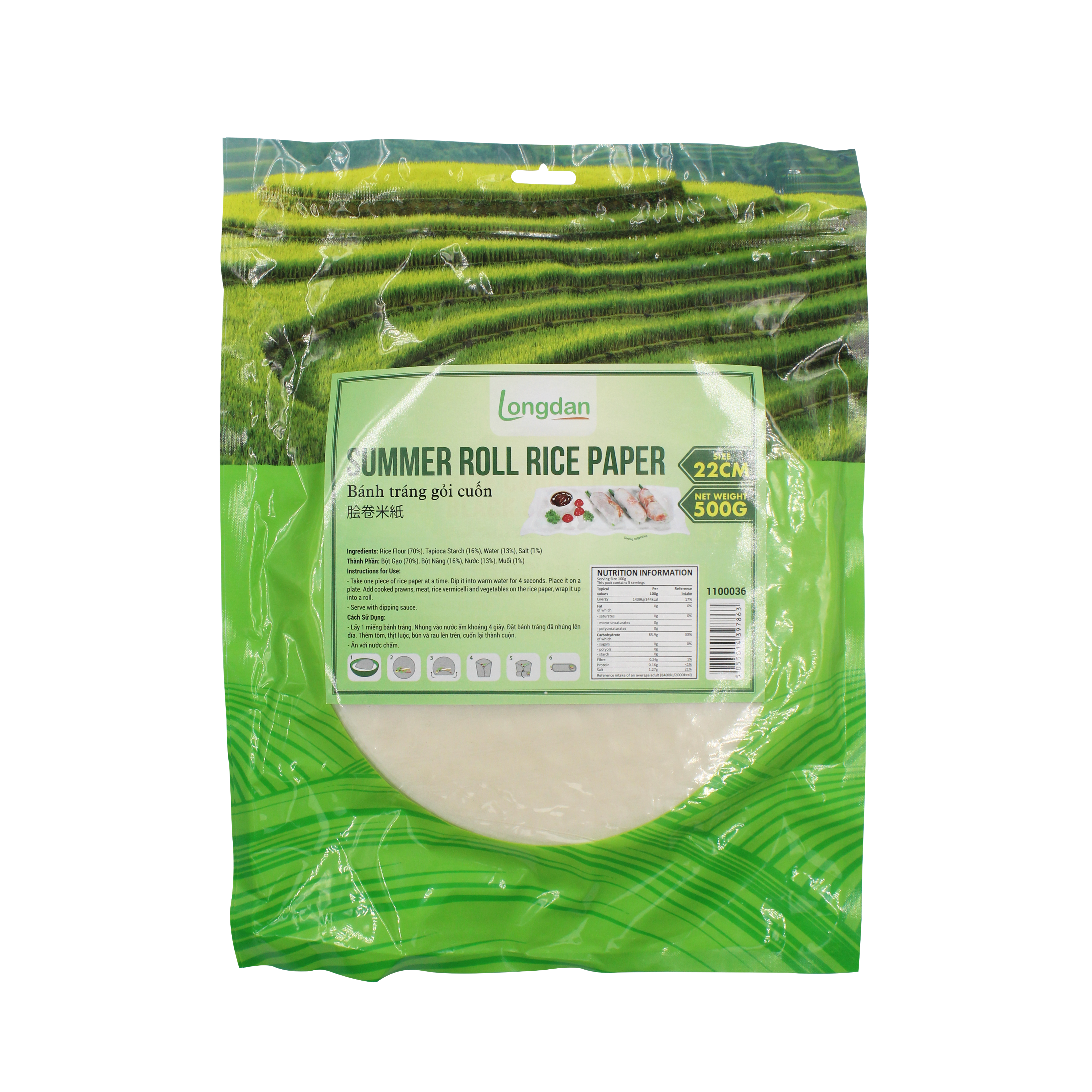 Longdan Summer Roll Rice Paper 22cm 500gr (Case 20)