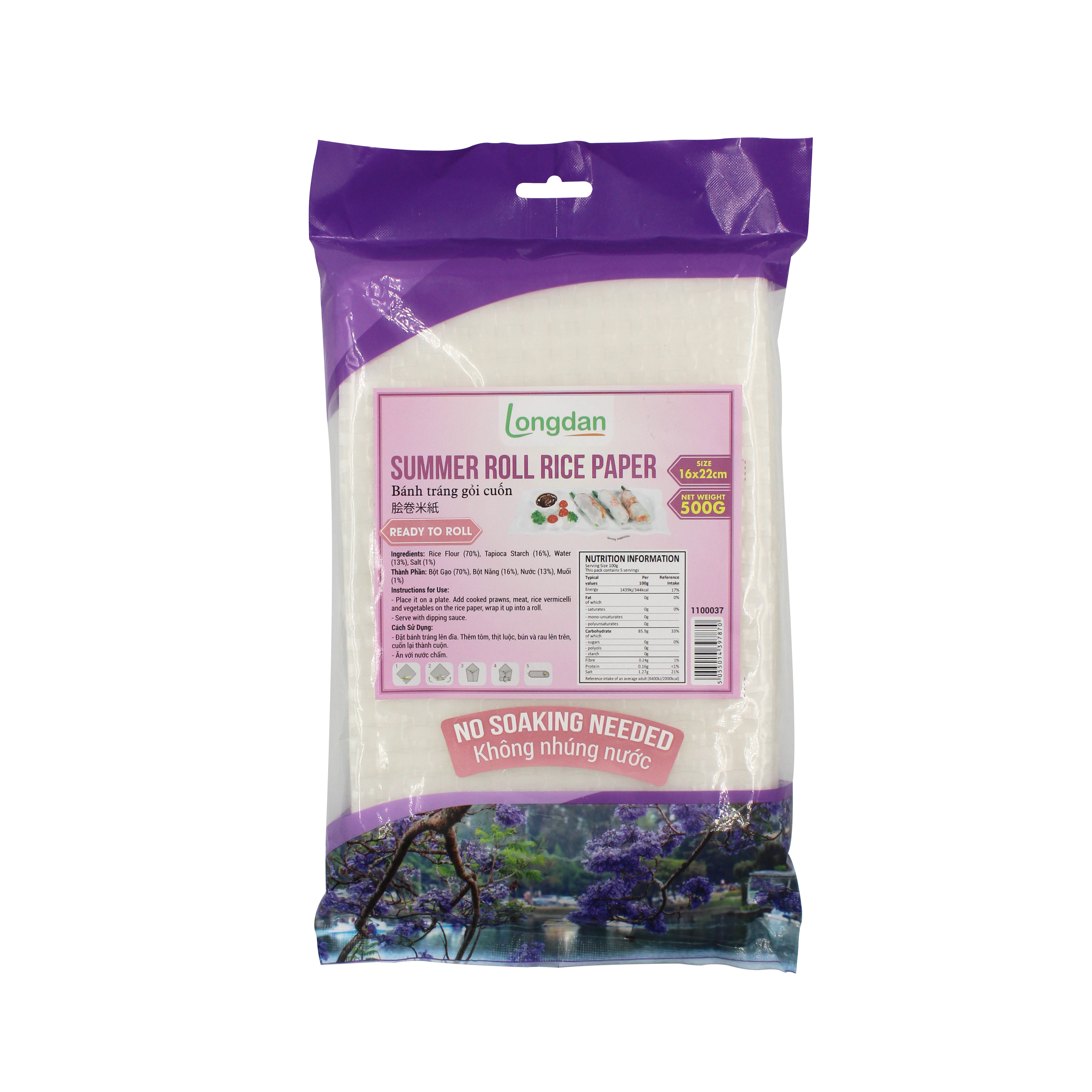 Longdan Summer Roll Rice Paper 20cm (Square) 500gr (Case 20)