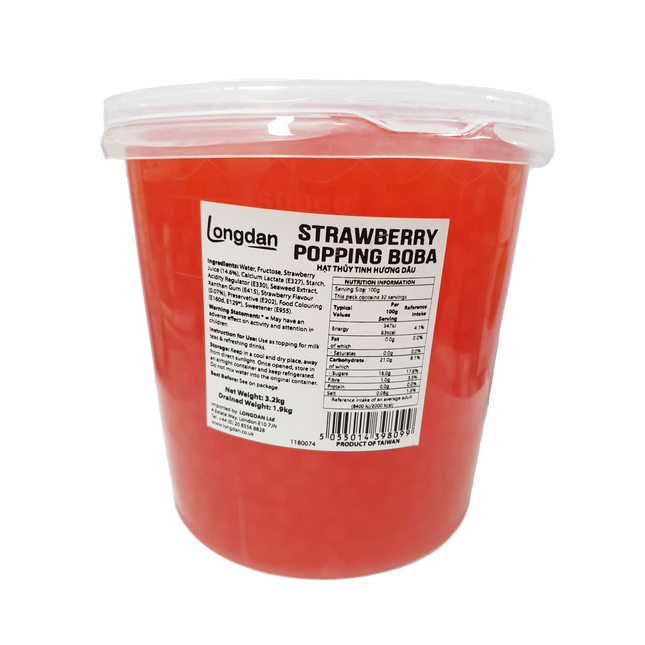 Longdan Strawberry Popping Boba 3.2kg (Case 4)