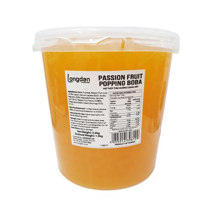Longdan Passion Fruit Popping Boba 3.2kg (Case 4)