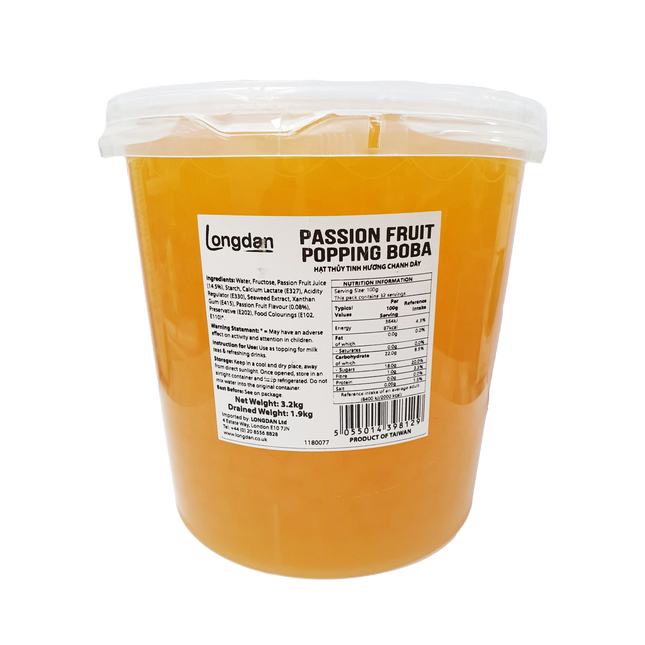 Longdan Passion Fruit Popping Boba 3.2kg (Case 4)