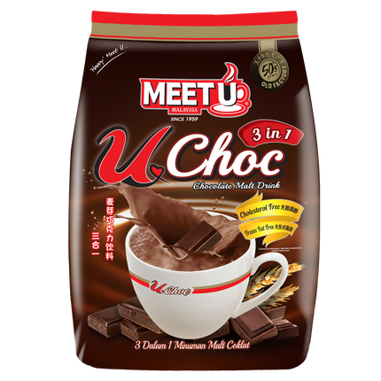 MEETU UChoc Chocolate Malt Drink 3in1 594g (Case 24)