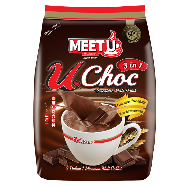 MEETU UChoc Chocolate Malt Drink 3in1 594g (Case 24)