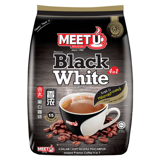 MEETU Black White Coffee 4in1 600g (Case 24)