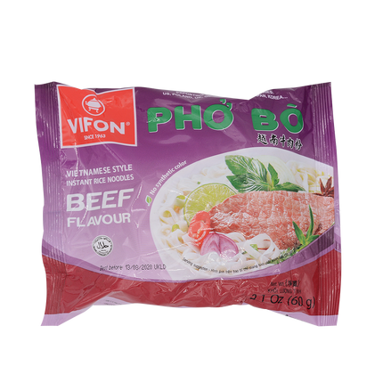 Vifon Rice Noodle Beef Flavour Bag 60g - Pho Bo (Case 30)