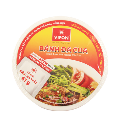 Vifon Instant Brown Rice Noodles With Crab Bowl 125g (Case 12)