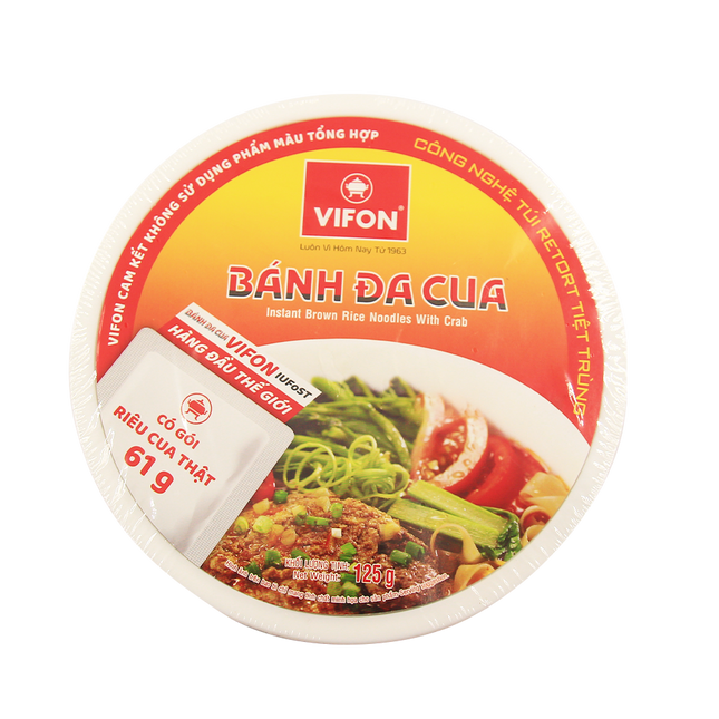Vifon Instant Brown Rice Noodles With Crab Bowl 125g (Case 12)
