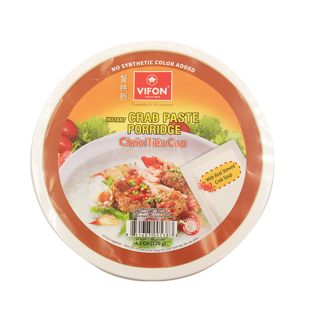 Vifon Instant Porridge With Crab Paste Bowl  120g (Case 36)
