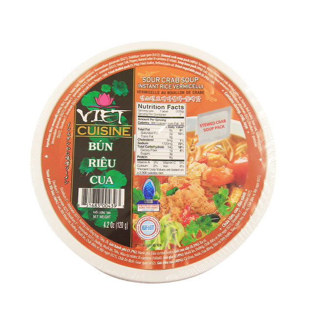 Vifon Instant Sour Crab Soup Vermicelli Bowl 120g (Case 36)