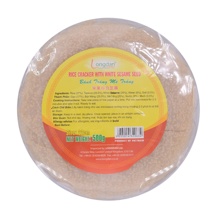 Longdan Rice Cracker With White Sesame 22cm 500g (Case 20)
