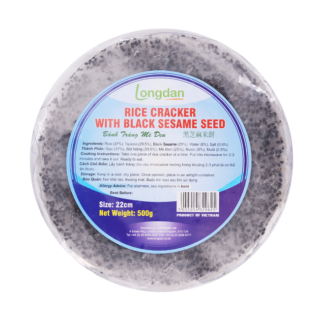 Longdan Rice Cracker With Black Sesame 22cm 500g (Case 20)