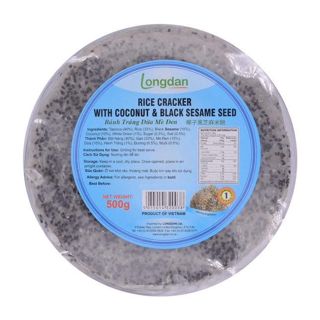 LD Rice Craker With Coconut & Black Sesame 22cm 500g (Case 20)