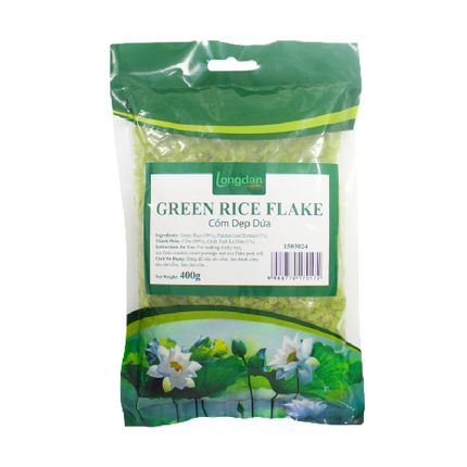 Longdan Green Rice Flake (Com Dep Dua) 400g (Case 25)