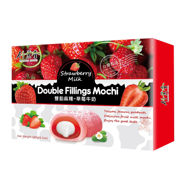 Bamboo House Double Fillings Mochi-Strawberry Milk 180g (Case 24)